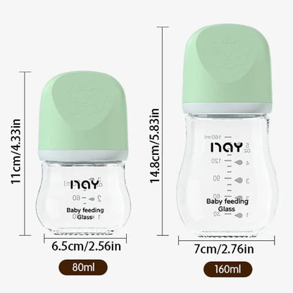 Biberon Anticolica in Vetro Borosilicato con Tettarella in Silicone Liquido – 80/160 ml
