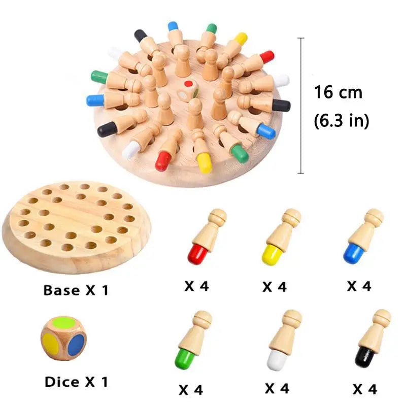 Gioco di Memoria in Legno con Colori e Dado – Gioco Educativo Cognitivo 4+ Anni