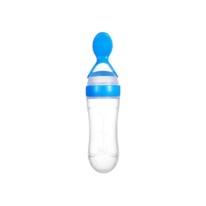 Cucchiaio Dosatore per Pappa 90 ml – Biberon Spremibile in Silicone per Svezzamento con Supporto