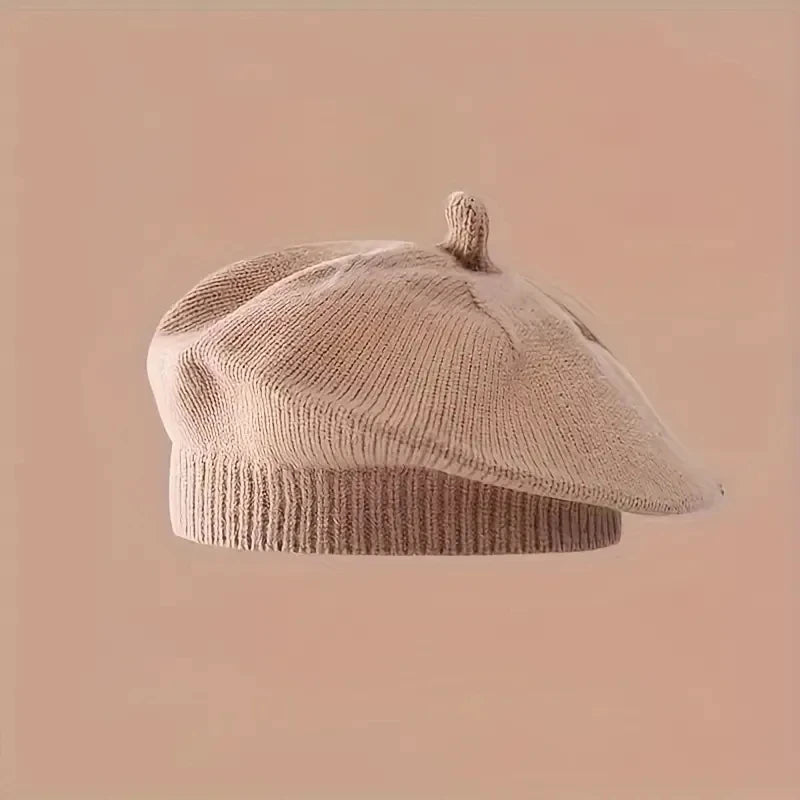 Berretto Basco Bimba in Maglia con Fiore – Autunno Inverno