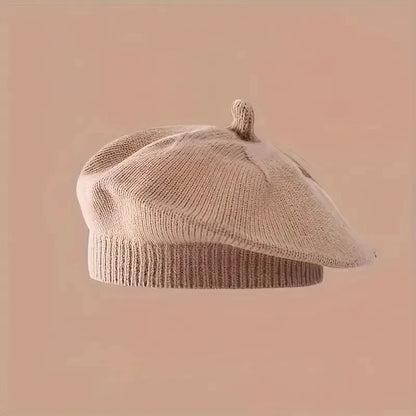 Berretto Basco Bimba in Maglia con Fiore – Autunno Inverno