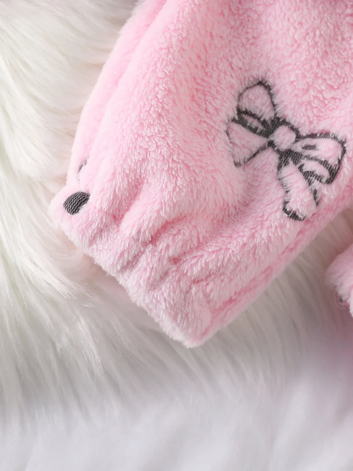 Tuta Invernale Bambina 2 Pezzi – Completo Rosa in Pile con Motivo a Fiocchi
