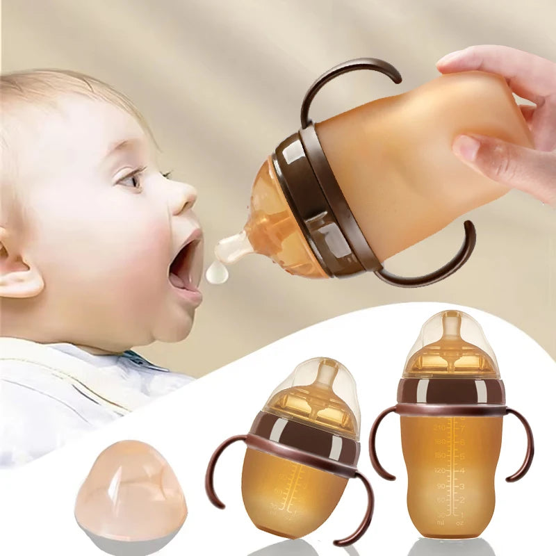 Biberon con Tettarella Effetto Seno in Silicone – Senza BPA e con Manici 150 e 250 ml