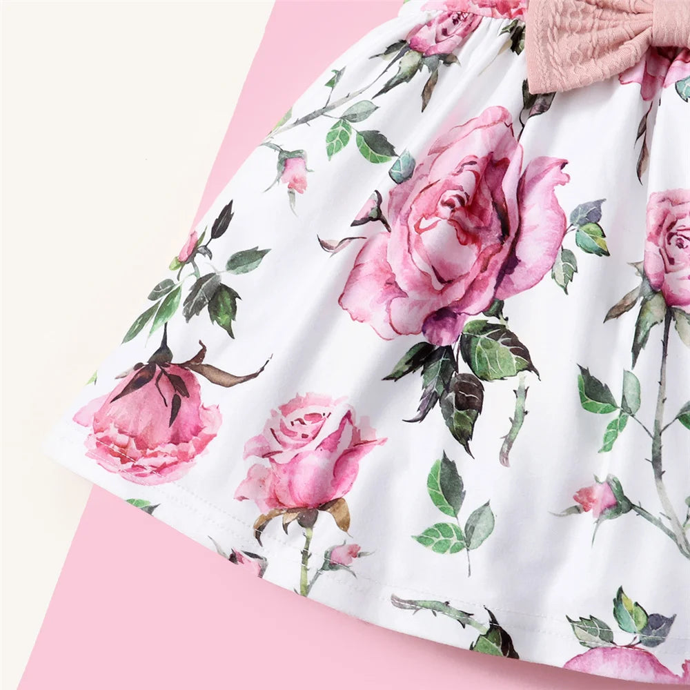 Vestito Bambina Floreale con Coprispalle Rosa – Completo 2 Pezzi 6 Mesi-3 Anni
