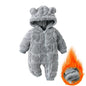 Tutina Invernale Neonato in Pile Effetto Peluche – Tuta con Cappuccio e Zip a Doppio Cursore