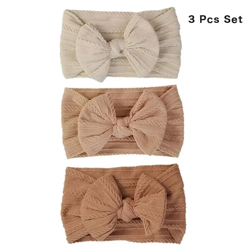Set 3 Fasce per Capelli Neonata e Bambina con Fiocco – Morbide ed Elastiche