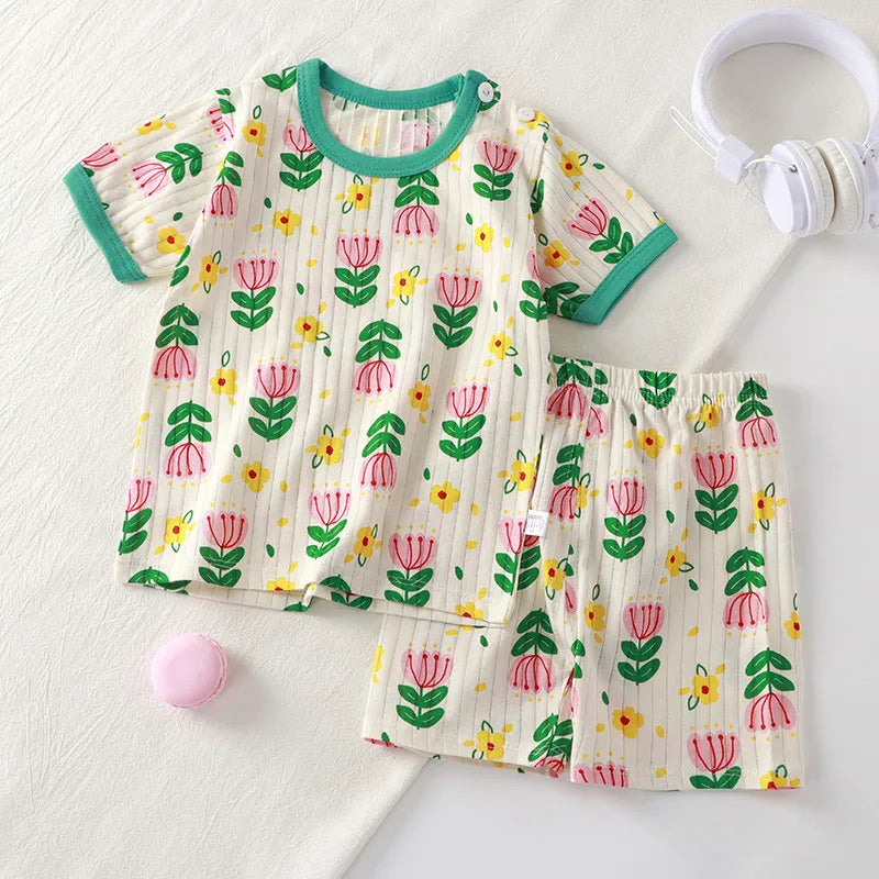 Pigiama Bambino Leggero 2 Pezzi con T-Shirt e Pantaloncini Fantasia