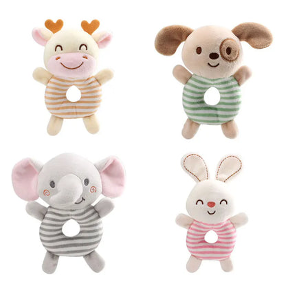 Sonaglio Peluche per Neonato con Anello da Afferrare – Gioco Sensoriale Morbido a Forma di Animale