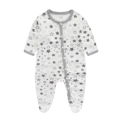 Tutina Intera Neonato 100% Cotone – Manica Lunga con Bottoni Frontali