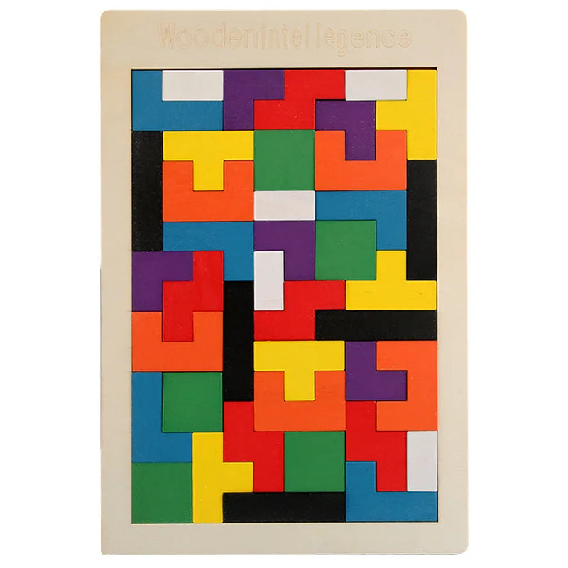 Puzzle Creativo in Legno con Forme Geometriche – Gioco Educativo di Logica e Composizione