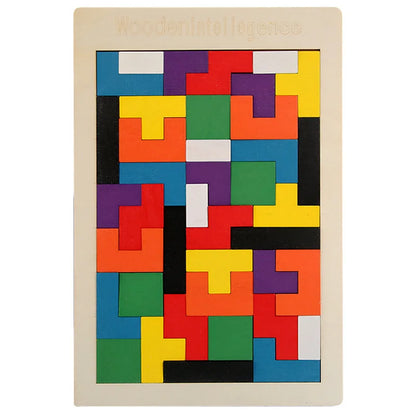Puzzle Creativo in Legno con Forme Geometriche – Gioco Educativo di Logica e Composizione
