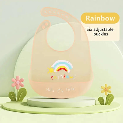 Bavaglino Impermeabile in Silicone Morbido con Tasca Raccogli-Pappa Regolabile
