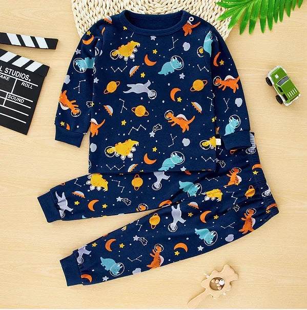 Pigiama in Cotone per Bambini con Maglia a Maniche Lunghe e Pantaloni – Completo Morbido da Casa
