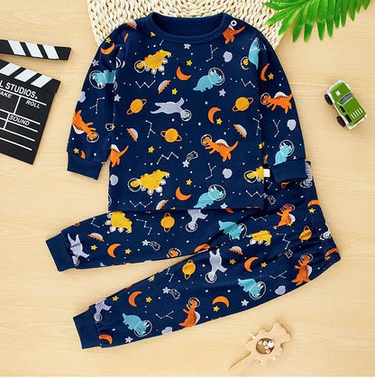 Pigiama in Cotone per Bambini con Maglia a Maniche Lunghe e Pantaloni – Completo Morbido da Casa