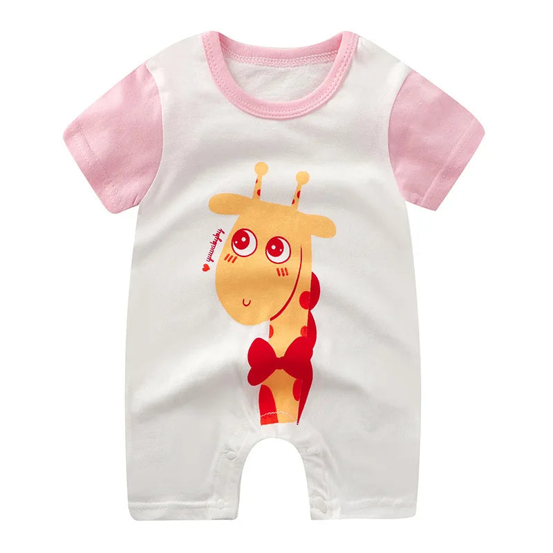 Pagliaccetto in Cotone per Neonato – Tutina a Maniche Corte con Stampe, Body Intero Unisex per Neonati