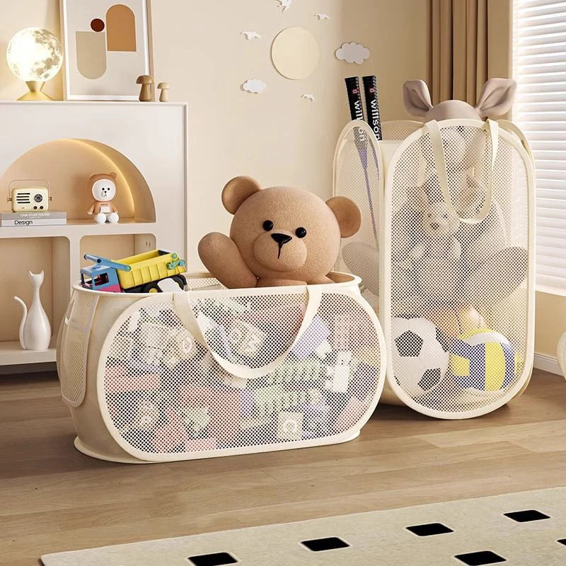 Cesto Organizer Porta Giochi e Peluche in Rete per Cameretta