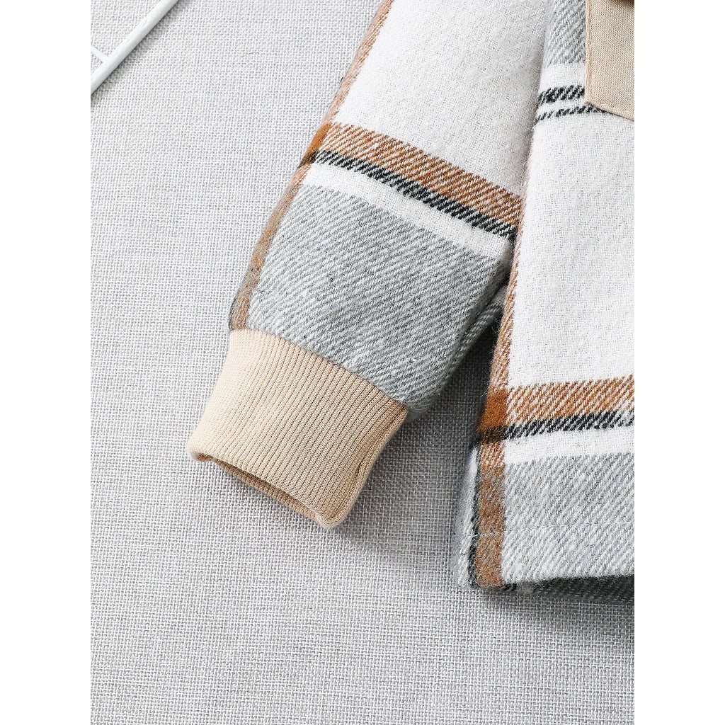 Completo Bambino 2 Pezzi Autunno Inverno – Giacca a Quadri con Cappuccio e Pantaloni Jogger