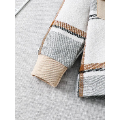 Completo Bambino 2 Pezzi Autunno Inverno – Giacca a Quadri con Cappuccio e Pantaloni Jogger