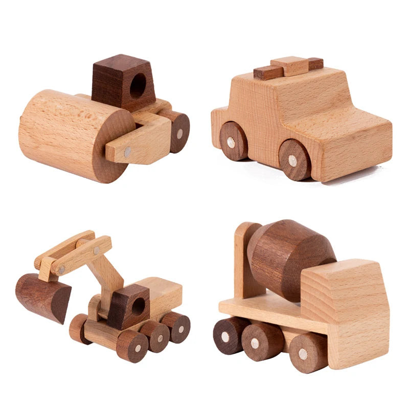 Veicoli in Legno Naturale – Gioco di Ruolo Educativo per Bambini 3+ Anni