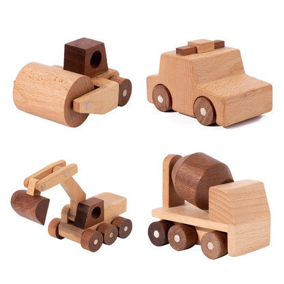 Veicoli in Legno Naturale – Gioco di Ruolo Educativo per Bambini 3+ Anni