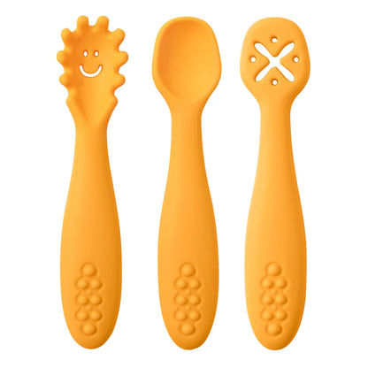 Set 3 Posatine in Silicone per Svezzamento e Autosvezzamento – Prime Posate per Neonato