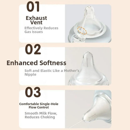 Biberon Anticolica in Vetro Borosilicato con Tettarella in Silicone Liquido – 80/160 ml