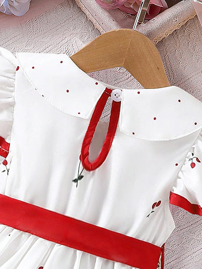 Abito Leggero da Bambina – Vestito con Fiocco e Colletto, 6 Mesi-3 Anni