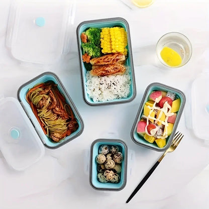 Contenitore Pappa Pieghevole in Silicone – Lunch Box Salvaspazio per Bambini e Mamme, Singolo o Set 4 Pezzi