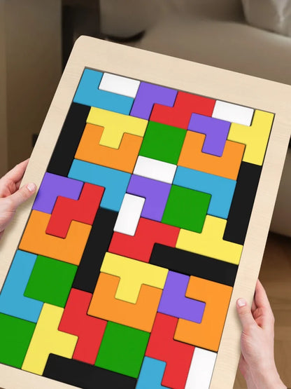 Puzzle Creativo in Legno con Forme Geometriche – Gioco Educativo di Logica e Composizione