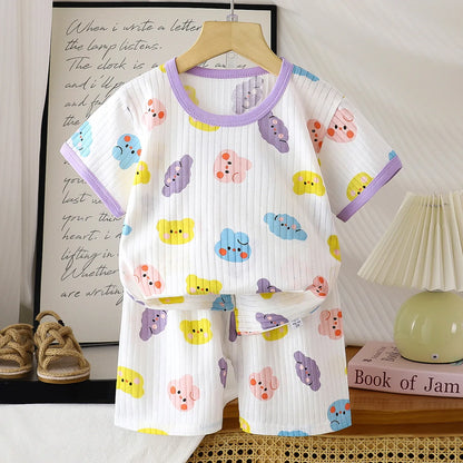 Pigiama Bambino Leggero 2 Pezzi con T-Shirt e Pantaloncini Fantasia