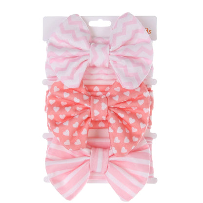 Set 3 Fasce Elastiche con Fiocco per Neonata e Bambina