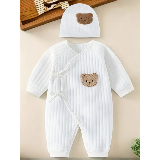Tutina Kimono in Cotone per Neonati e Bambini con Cappellino – Maniche Lunghe (0-12 mesi)