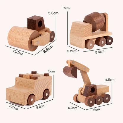 Veicoli in Legno Naturale – Gioco di Ruolo Educativo per Bambini 3+ Anni