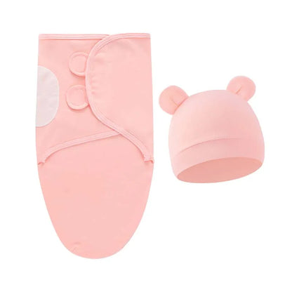 Fascia Swaddle Neonato in 100% Cotone con Cappellino – Copertina Avvolgente Regolabile 70 × 50 cm