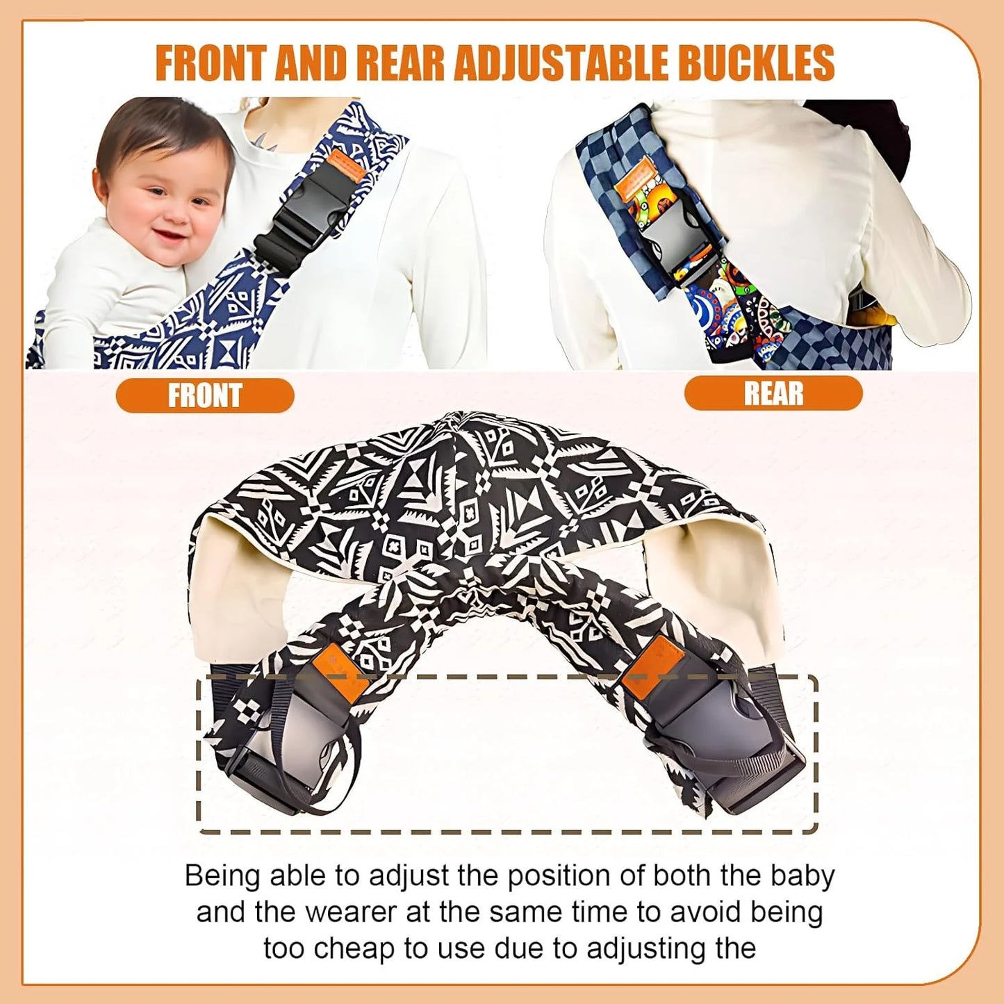Marsupio Porta Bebè Ergonomico a Fascia Regolabile – Sling Traspirante per Neonati e Bambini fino a 20 kg