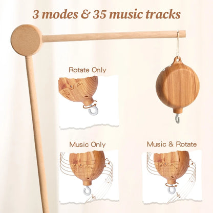 Carillon Musicale per Culla Effetto Legno – 35 Melodie e Rotazione