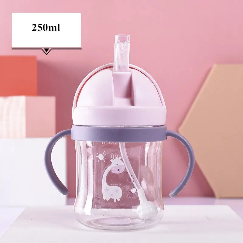 Bicchiere con Cannuccia e Sfera a Gravità 250 ml – Doppio Manico per Bambini