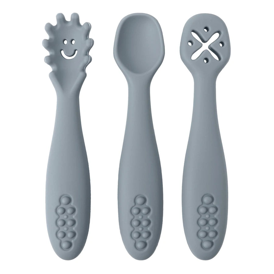 Set 3 Posatine in Silicone per Svezzamento e Autosvezzamento – Prime Posate per Neonato