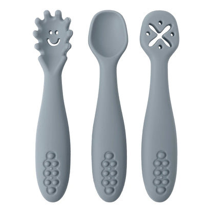 Set 3 Posatine in Silicone per Svezzamento e Autosvezzamento – Prime Posate per Neonato