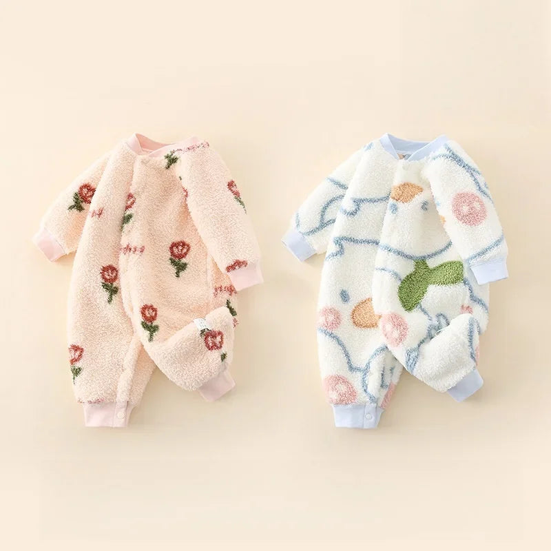 Tutina Invernale Neonato in Pile Morbido – Pagliaccetto Unisex a Manica Lunga 0-24 Mesi