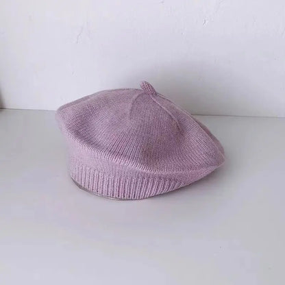 Berretto Basco Bimba in Maglia con Fiore – Autunno Inverno