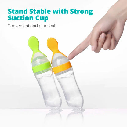 Cucchiaio Dosatore per Pappa 90 ml – Biberon Spremibile in Silicone per Svezzamento con Supporto