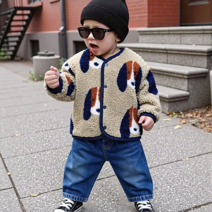 Giacca Bambino in Pile Sherpa – Cardigan Foderato con Bottoni a Pressione