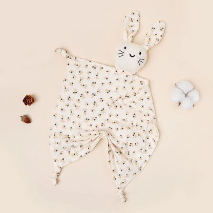 Copertina Doudou per Neonati in Mussola di Cotone – Coniglietto con Orecchie a Fantasia