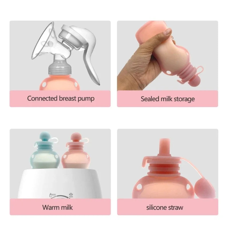 Biberon e Contenitore Multifunzione in Silicone 150 ml – Latte, Pappe e Frullati