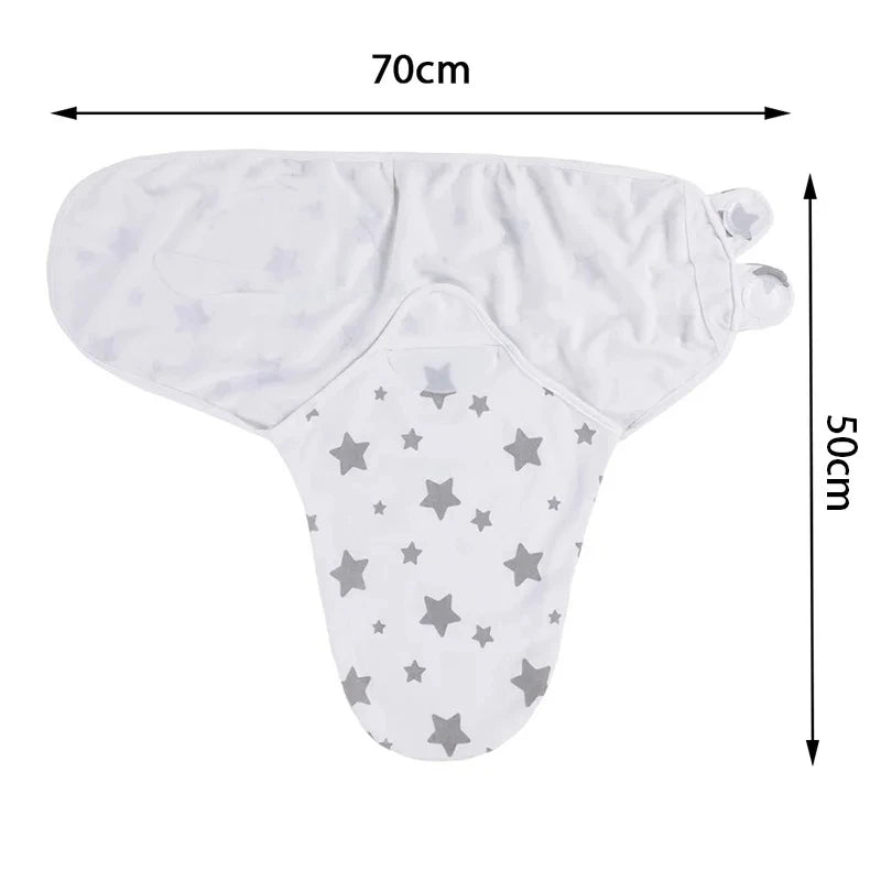 Fascia Swaddle Neonato in 100% Cotone con Cappellino – Copertina Avvolgente Regolabile 70 × 50 cm