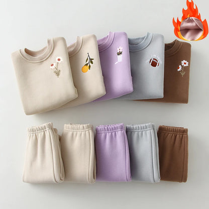 Completo Felpato Bambino e Bambina con Felpa e Pantaloni | Tuta Invernale in Cotone 0-6 Anni