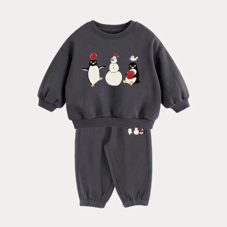 Completo Felpato Bambino e Bambina con Felpa e Pantaloni | Tuta Invernale in Cotone 0-6 Anni