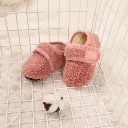 Pantofole Invernali Bambini Antiscivolo – Scarpine da Casa Effetto Teddy con Chiusura a Strappo