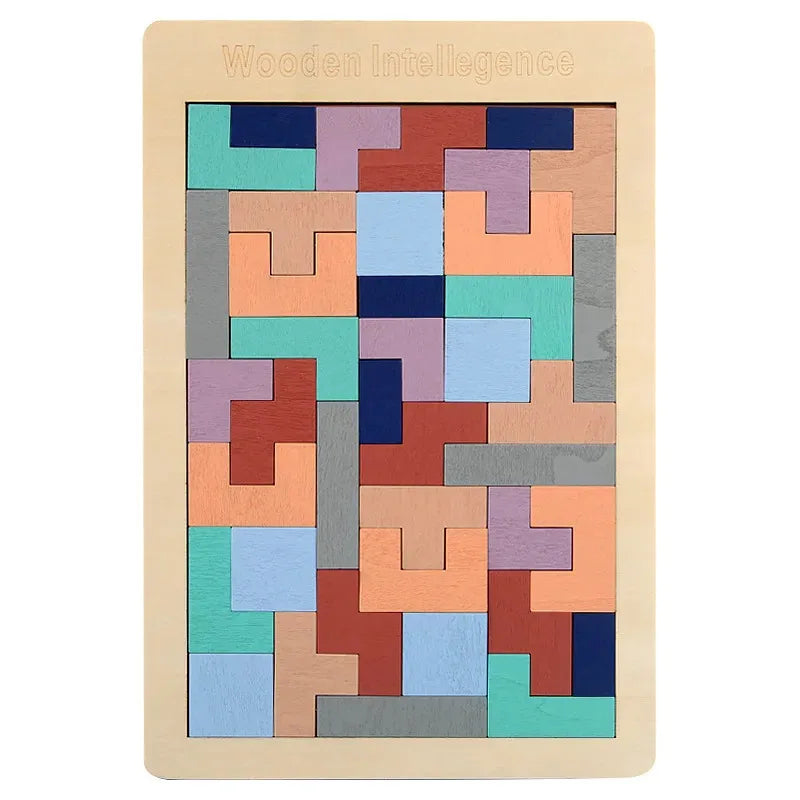 Puzzle Creativo in Legno con Forme Geometriche – Gioco Educativo di Logica e Composizione